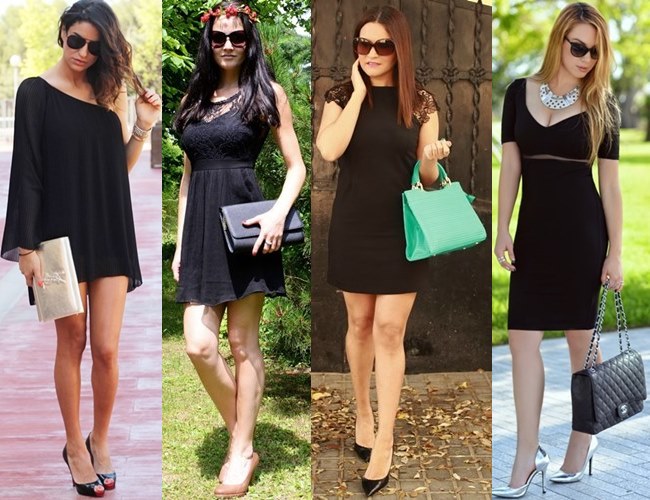 black dress with pop of color shoes