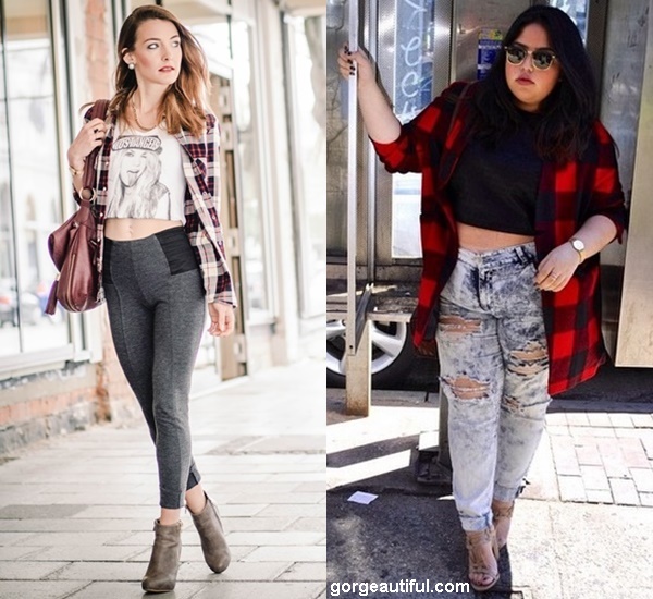 flannel and crop top outfits