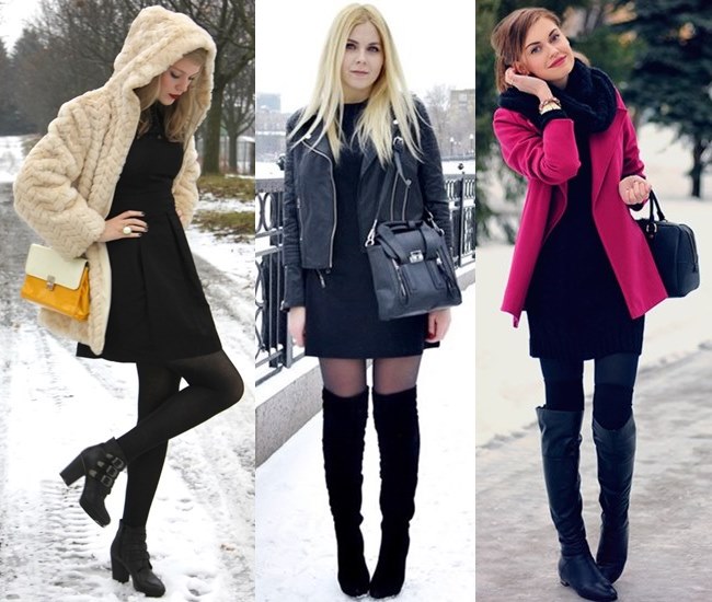 Winter Outfits Black Dress  Two Piece Outfits Winter Dress