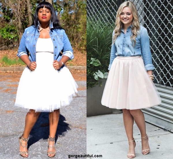 denim and tulle dress womens